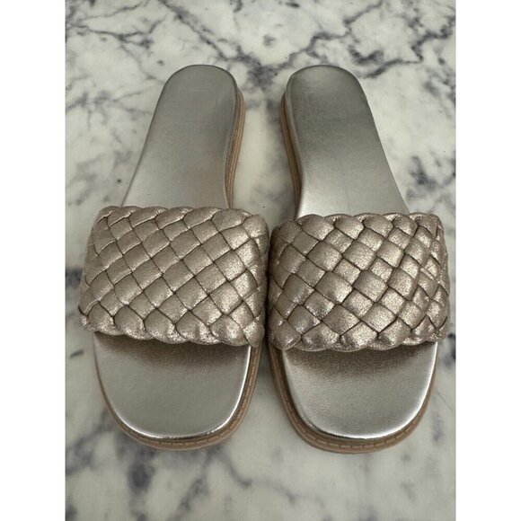 Dolce Vita Womens Gold Grazie Basketweave Slip On Slide Sandals Size US 8 - Picture 1 of 5
